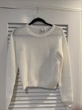 Lucy Paris Cream Waffle-Knit Crew Sweater